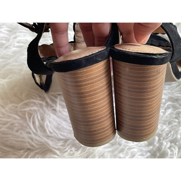 Brash Size 6 Black Braided Sandals Shoes Block High Heel Strappy - Picture 11 of 12